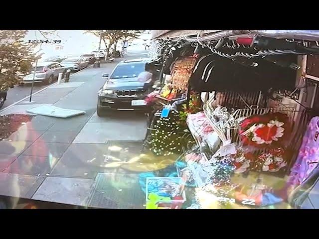 Video shows car fly down Brooklyn sidewalk before crashing into pharmacy