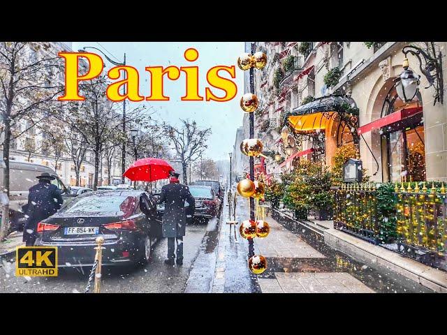 Paris,France- Paris Snowfall 2024 4K HDR Walking Tour | Paris Walk | Paris 4K | A Walk In Paris