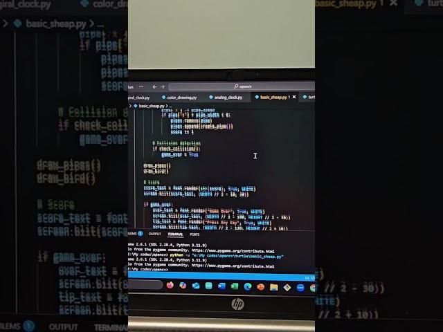 pygame code for flappy bird #pygame #python #coding #programming #computerscience