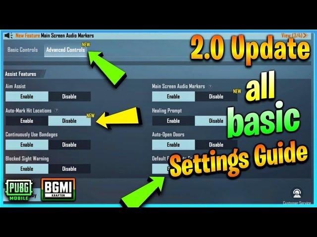 BGMI/PUBG Basic Settings New 2.0 Update|BGMI/PUBG New Settings|Guide|Battlegrounds Mobile India|