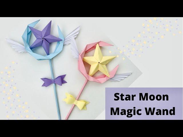 DIY PAPER MAGIC WAND / Paper Crafts For School / Paper Craft / Star Moon Magic Wand / Origami Wand