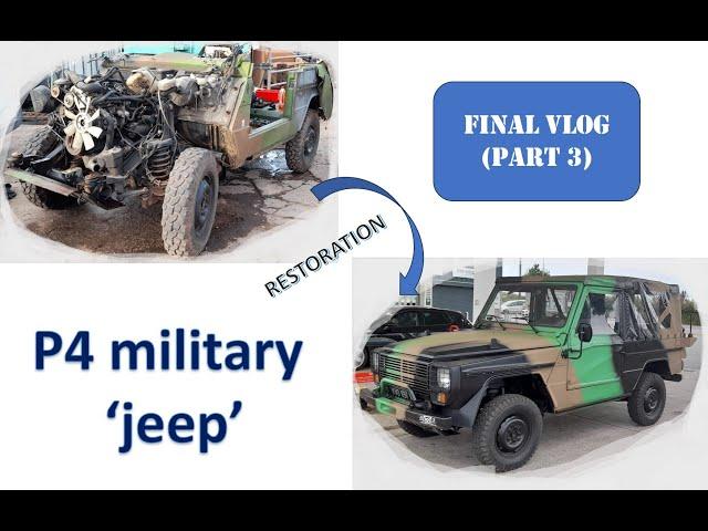 Peugeot P4 army 'jeep' restoration. Final vlog with first start and drive. Restoration summary.