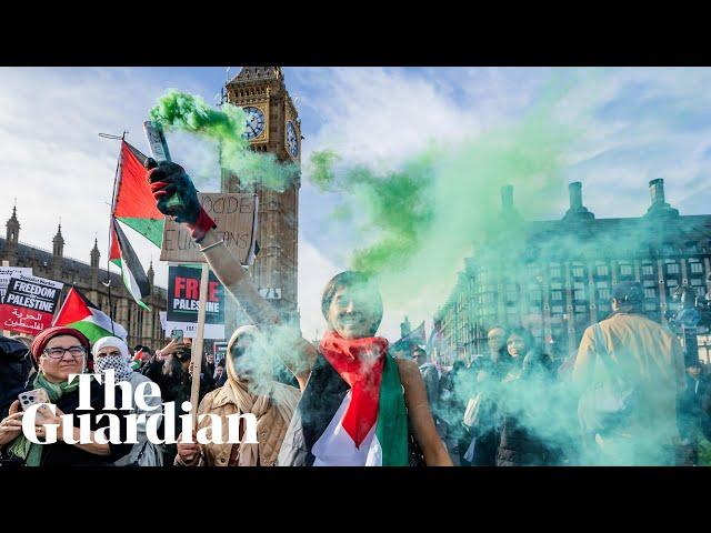 ‘I’m so full of grief’: thousands take to the streets in support of Gaza