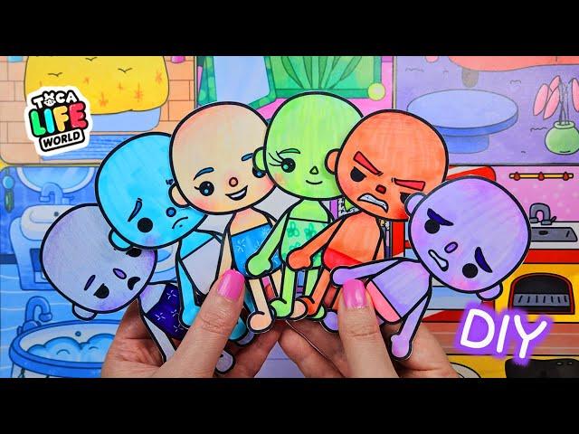 Paper Diy Toca Boca x Inside out Room Idea #asmr #quietbook #tutorial #종이놀이