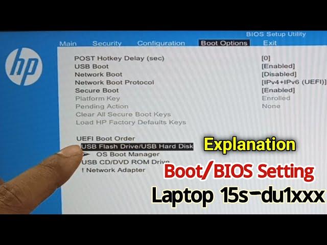 BIOS/Boot Menu Setting on hp Laptop 15s-du1xxx