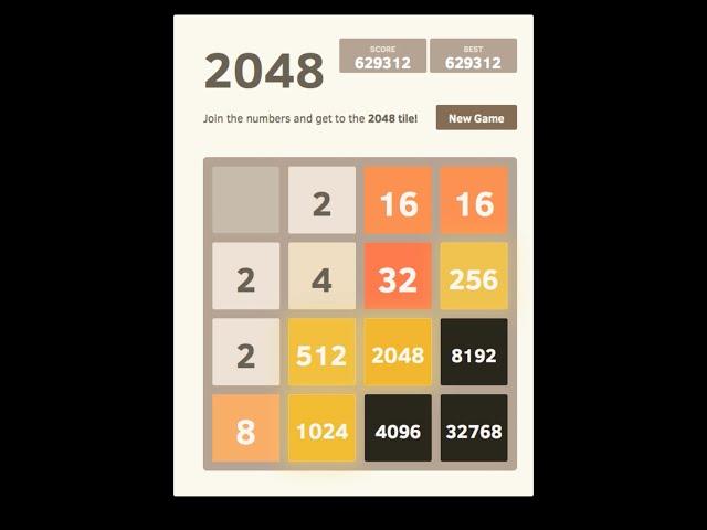 2048 AI - 32768 Tile Achieved, Score 630304