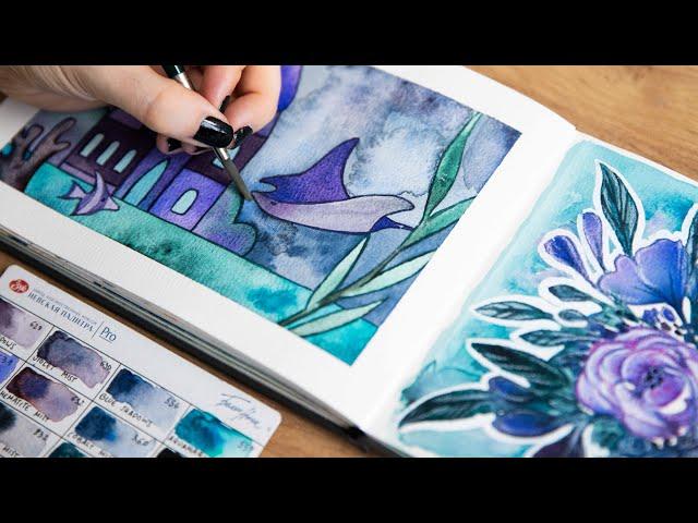 Fun Sketchbook Ideas using Granulating Watercolors