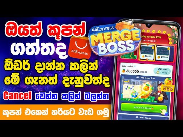 Aliexpress Merge Boss ගහල ඔයත් කූපන් ගත්තද? ඕඩර් එක Close  වෙන්න කලින් බලන්න | Aliexpress Coupen