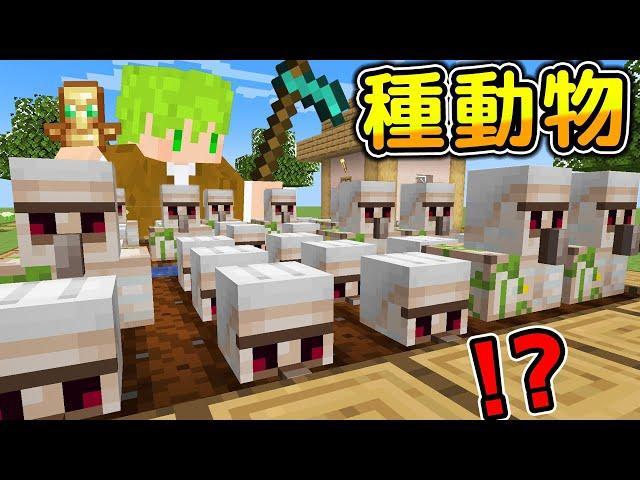 Minecraft 全塞進土！最強鐵巨人軍隊種植！能【種植動物】世界生存，不死圖騰無限生產！｜全字幕｜當個創世神【阿斯asu】