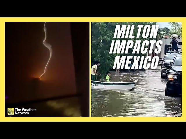 Lightning and Flooding in Mexico as Milton Grazes Yucatan