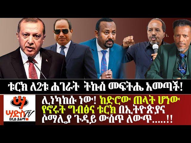 ቱርክ ለ2ቱ ሐገራት ትኩስ መፍትሔ አመጣች! ከድሮው ጠላት ሆነው የኖሩት ግብፅና ቱርክ በኢትዮጵያና ሶማሊያ ጉዳይ ውስጥ ለውጥ !!Abiy Yilma, ሳድስ ቲቪ