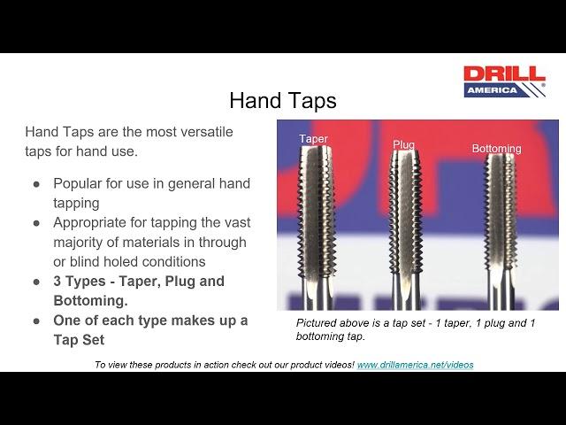 Taps and Dies - Drill America Tool School