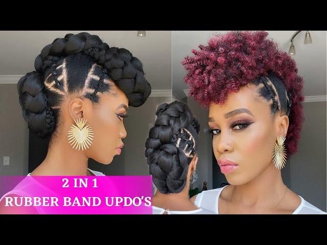 ELEGANT RUBBER BAND UPDO'S ON  NATURAL HAIR / Protective Style / Tupo1