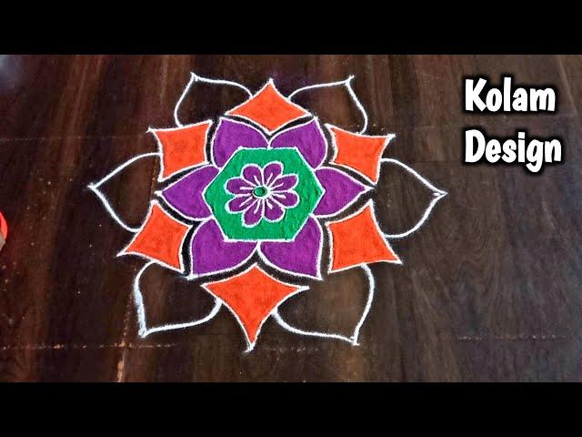 Simple Colours Kolam Rangoli Design | Attractive Simple Colour Kolam | Sneha Rangoli And Recipes