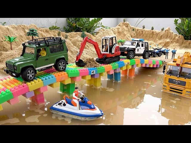 Rescue construction vehicles with crane truck | Police car and truck toy stories | BIBO TOYS