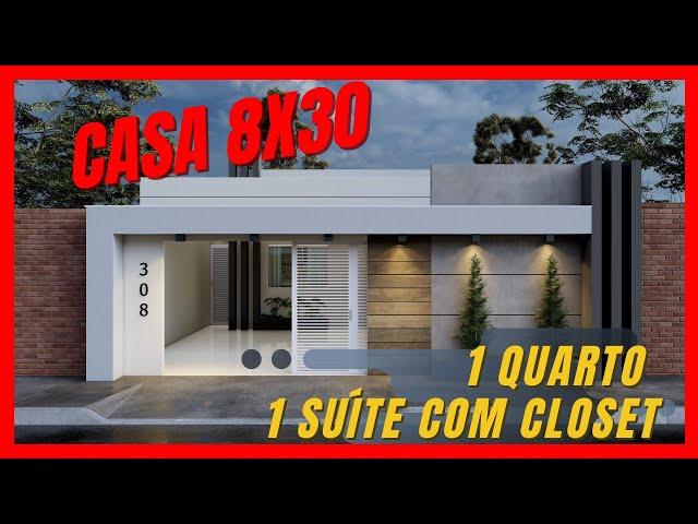 CASA 3D | LOTE 8X30 | 1 SUÍTE COM CLOSET | 1 QUARTO | COZINHA INTEGRADA