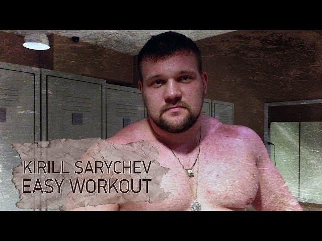 Kirill Sarychev, easy workout (squat, benchpress, shoulders, biceps)