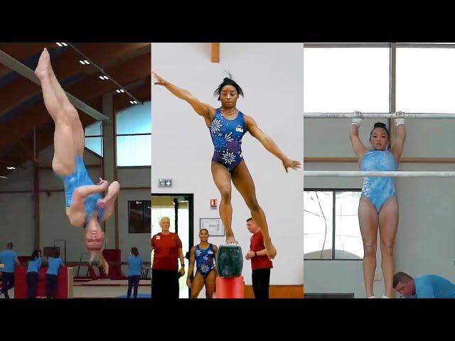 Simone Biles, Suni Lee's NEW bar routine, Jade Carey etc- Pre Olympic Training in France - July 2024