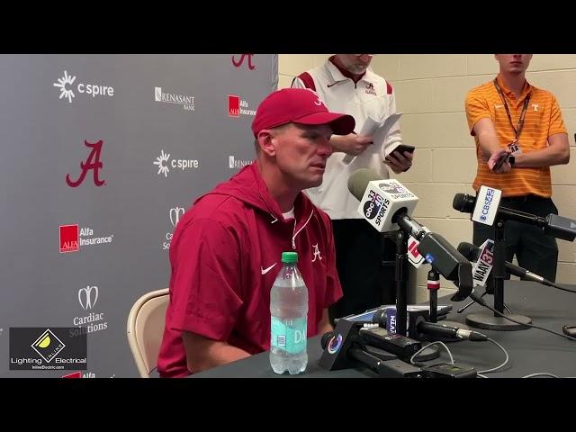 Kalen DeBoer speaks with the media following Alabama's 24-17 loss to Tennessee