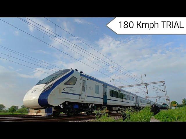 180 Kmph TRIAL RUN With 3rd VANDE BHARAT Express | Sawai Madhopur - Kota - Nagda Section.