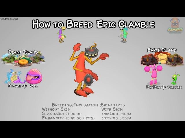 How to Breed Epic Clamble: Pummel + Maw (plant), PomPom + Furcorn (earth)