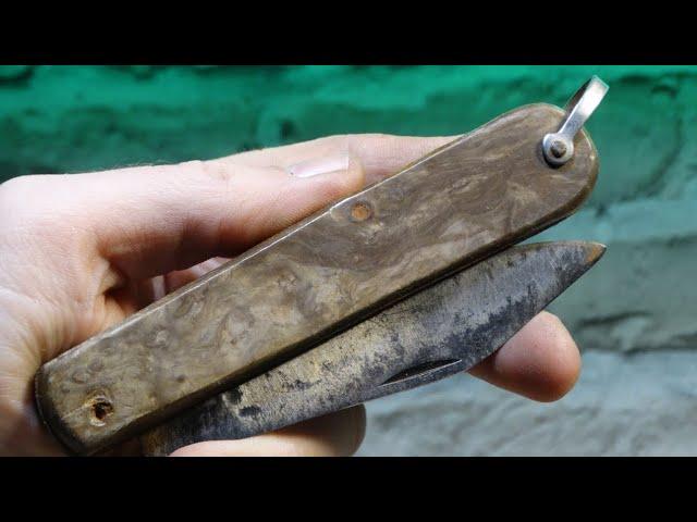 Restoration of an Old Rusty Pocket Knife. @TimeReseT.