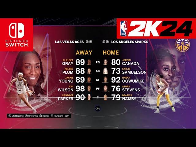 NBA 2k24 Nintendo Switch - Las Vegas Aces Vs Los Angeles Sparks Full Gameplay