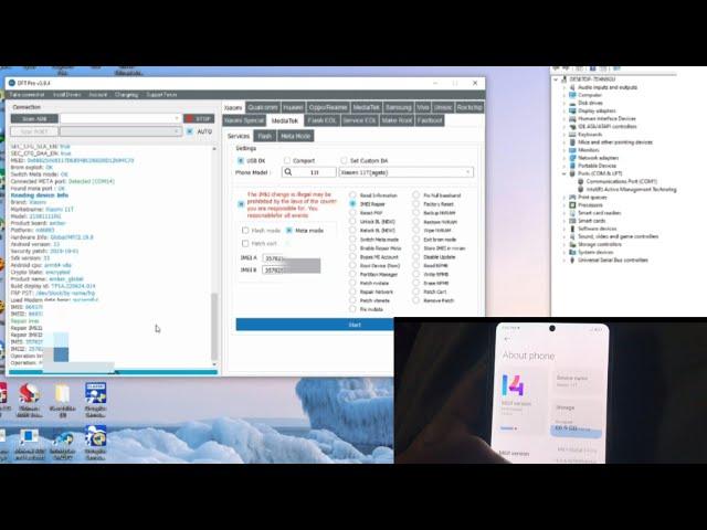 All Xiaomi 11t  dual SIM IMEI repair DFT pro tool  and Pandora tool done IMEI repair