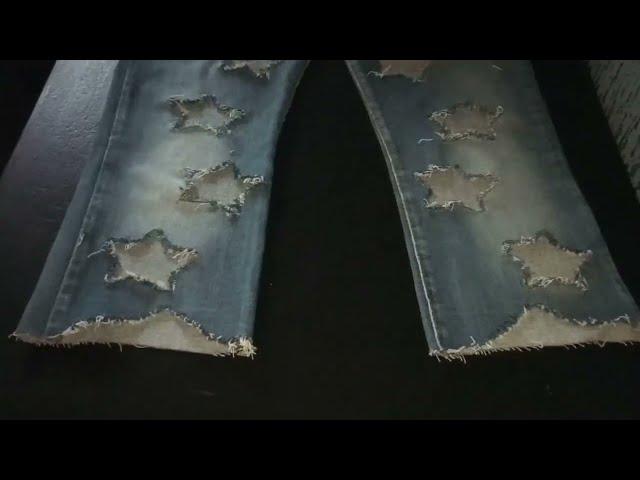 JEANS MIT EIGENEN HAND STERNEN \INTERESSANTE IDEE