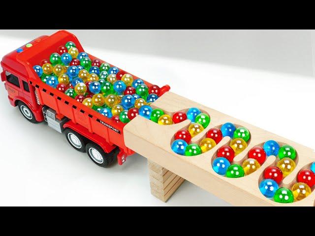 Marble Run Race  HABA Slope & Retro Makita Truck, Garbage Truck Long Version #92