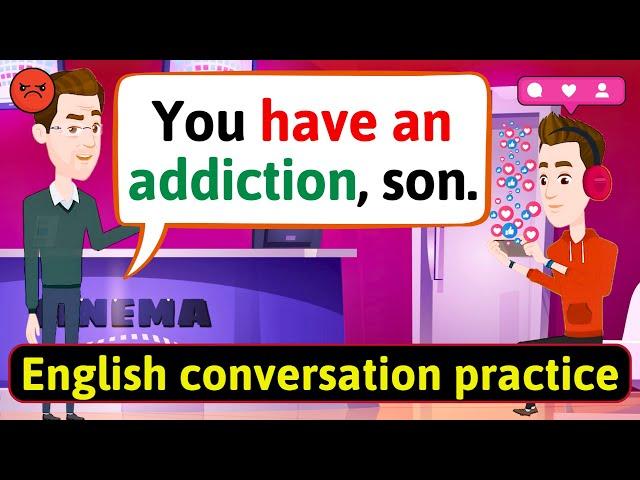 English Conversation Practice (Cell phone addiction) Improve English Speaking Skills