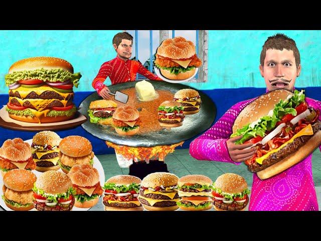 बर्गर चुनौती 1000 Burger Cooking Challenge Street Food Comedy Video Hindi Kahaniya New Funny Stories