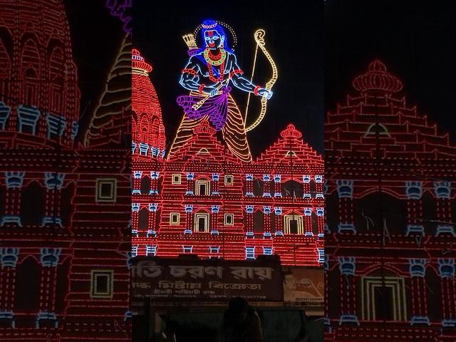 Ram Mandir Pandal | Santosh Mitra Square| Durga Puja 2023 #shortsfeed #viral @DigantasTravelDiary