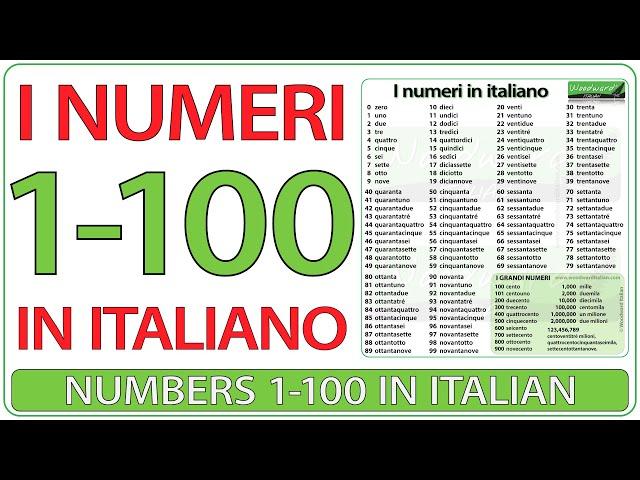 Numbers 1-100 in Italian - I numeri da 1 a 100 in italiano