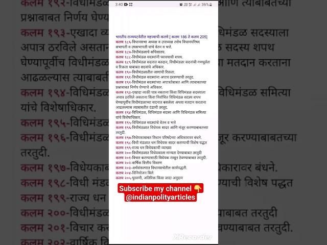 भारतीय राज्यघटनेतील कलम 186 ते कलम 205 Article 187 of indian constitutionArticle 186Article 198