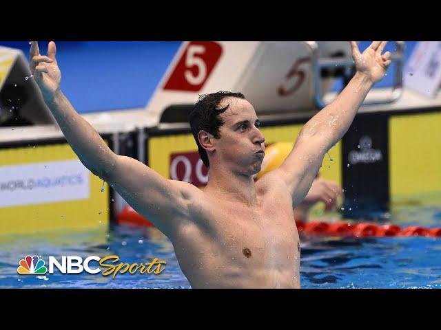 Splash and dash: fastest reaction time delivers gold in 50 free ahead of USA phenom | NBC Sports