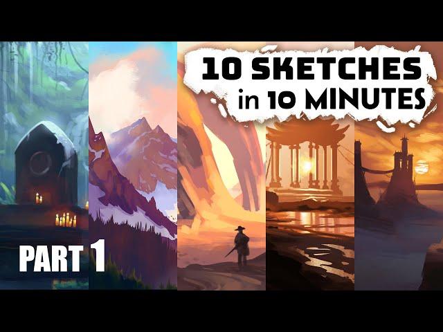 10 Sketches In 10 Minutes | Digital Speed Paint Timelapse | Concept Art