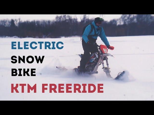 KTM Freeride electric snowbike test drive with snowbike kit