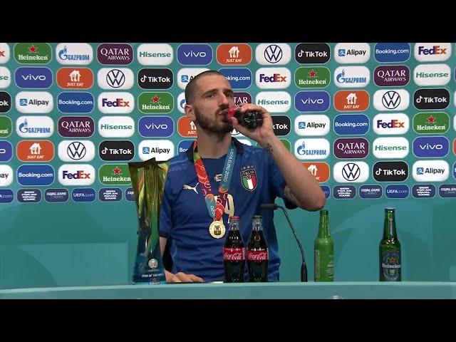 Bonucci Drinks Coca Cola And Beer After Winning Euro 2020