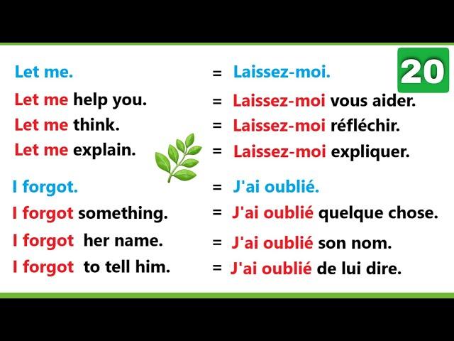 Phrases simples pour apprendre l'anglais facilement | partie 20 |easy sentences to learn french 