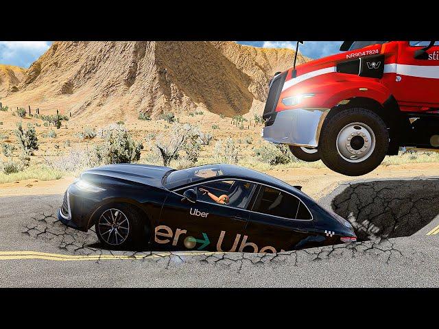 BeamNG Drive - Road Potholes Car Crashes #2