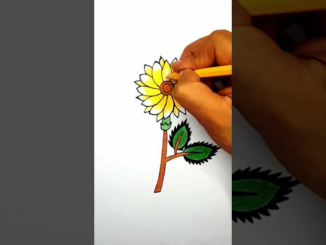 Easy sunflower  drawing|Step-by-Step tutorial #viral #flowers #sunflower #trending