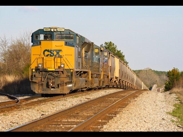 3/10/16, Final Part: CSX ACe Leading Grain Empties & Dash 8's Leading Stacks on the Abbeville Sub