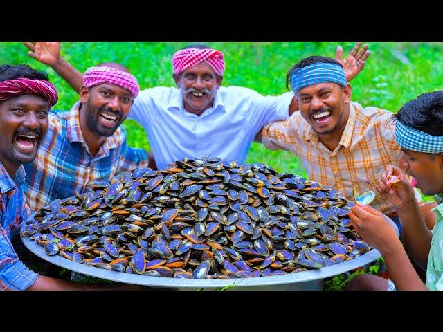 50 KG MUSSELS | River Mussels Fry Recipe Cooking & Eating In Village | Rare Healthy Recipe