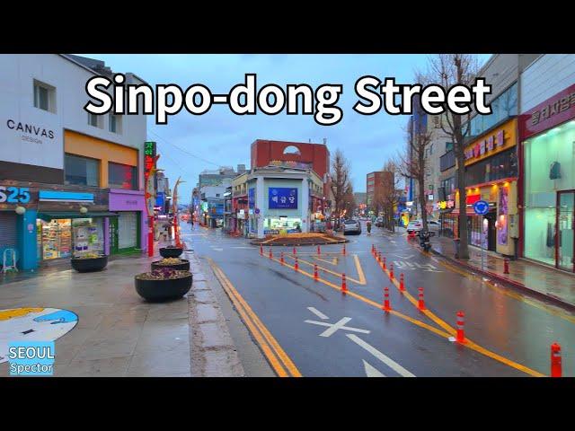 Rainy street walk from Dongincheon to Sinpo-dong | 4K HDR Korea Street