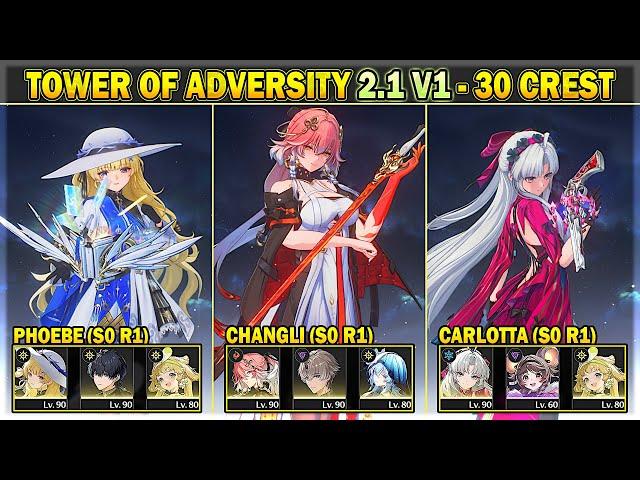 Changli - Yao, Phoebe, Carlotta - Tower of Adversity 2.1 - 30 Crest | Wuthering Wave