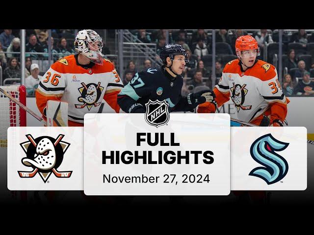 NHL Highlights | Ducks vs. Kraken | November 27, 2024