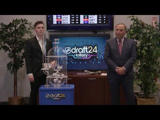 Gary Bettman conducts the 2024 NHL Draft Lottery