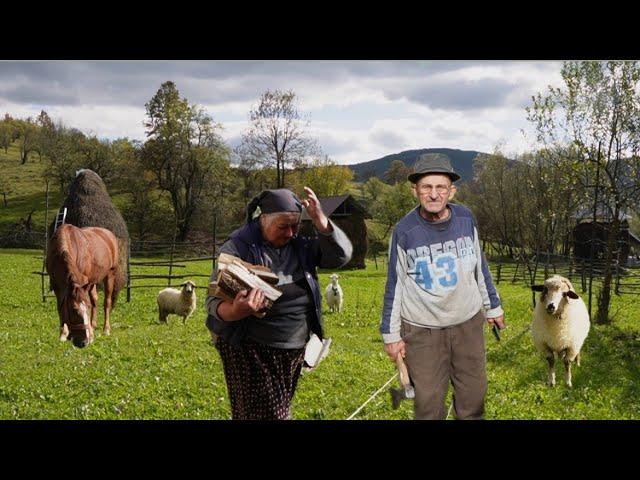 Happy people of the Carpathian Mountains. Isolated village in the Maramures region