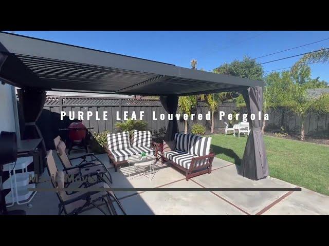 Purple Leaf 12' x 16' Grey Louvered Pergola